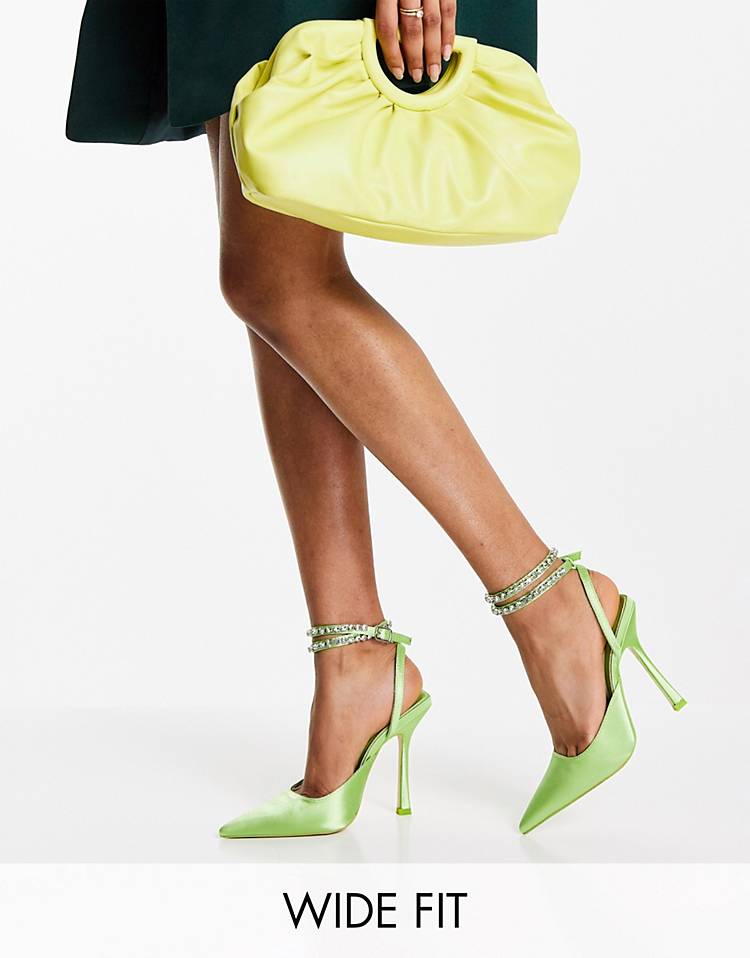 Public Desire Wide Fit Bliss heel shoes in lime satin